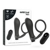 ADDICTED TOYS - ANILLO PARA EL PENE CON MANDO A DISTANCIA PLUG ANAL RECARGABLE NEGRO